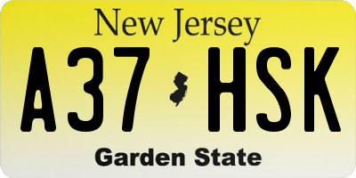 NJ license plate A37HSK