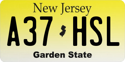 NJ license plate A37HSL