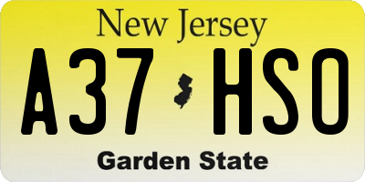 NJ license plate A37HSO