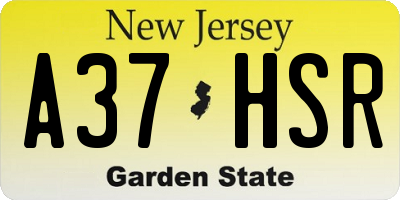 NJ license plate A37HSR