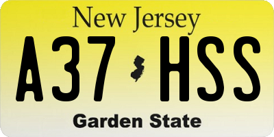 NJ license plate A37HSS