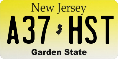 NJ license plate A37HST