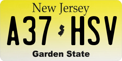 NJ license plate A37HSV