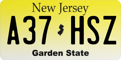 NJ license plate A37HSZ