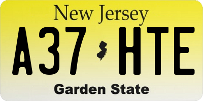 NJ license plate A37HTE