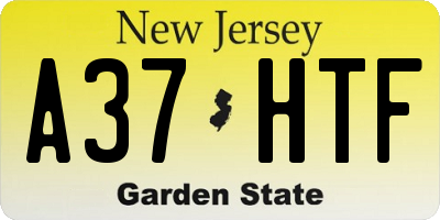 NJ license plate A37HTF