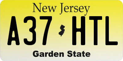 NJ license plate A37HTL