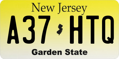 NJ license plate A37HTQ