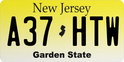 NJ license plate A37HTW