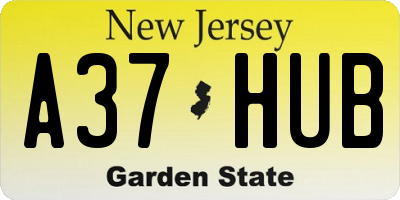NJ license plate A37HUB