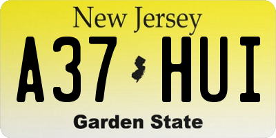NJ license plate A37HUI