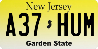 NJ license plate A37HUM