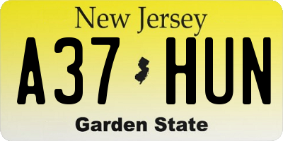 NJ license plate A37HUN