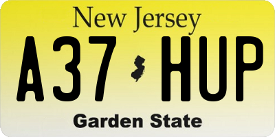 NJ license plate A37HUP