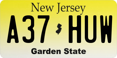 NJ license plate A37HUW
