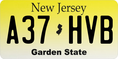 NJ license plate A37HVB