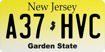 NJ license plate A37HVC