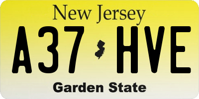 NJ license plate A37HVE
