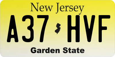 NJ license plate A37HVF