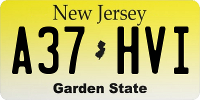 NJ license plate A37HVI