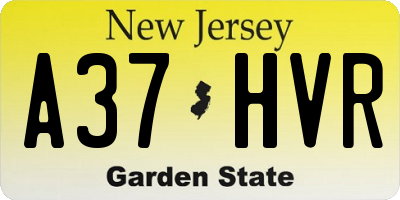 NJ license plate A37HVR