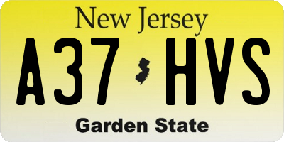 NJ license plate A37HVS