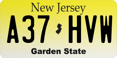 NJ license plate A37HVW