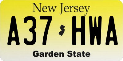 NJ license plate A37HWA