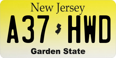 NJ license plate A37HWD