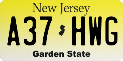 NJ license plate A37HWG