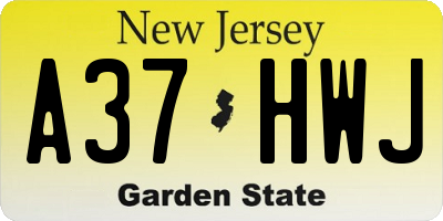 NJ license plate A37HWJ