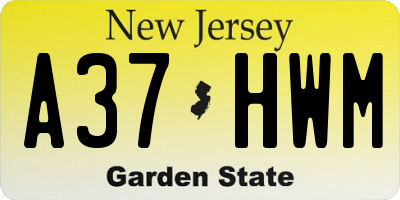 NJ license plate A37HWM