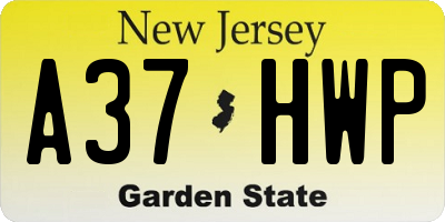 NJ license plate A37HWP
