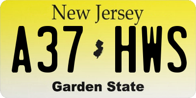 NJ license plate A37HWS