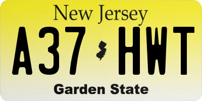 NJ license plate A37HWT