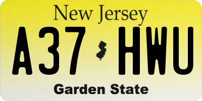 NJ license plate A37HWU