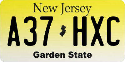 NJ license plate A37HXC