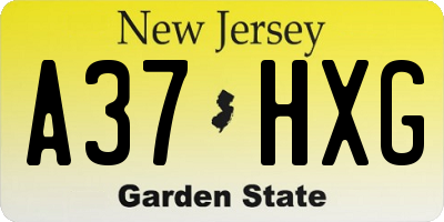 NJ license plate A37HXG
