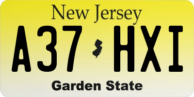 NJ license plate A37HXI