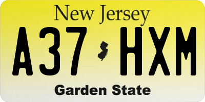 NJ license plate A37HXM