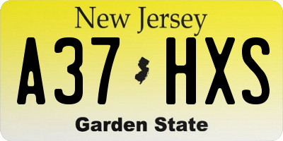 NJ license plate A37HXS