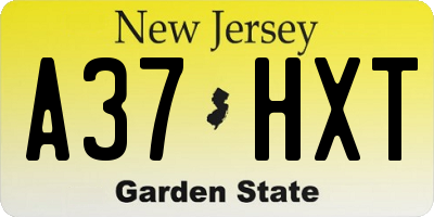 NJ license plate A37HXT