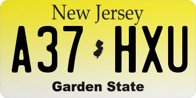 NJ license plate A37HXU