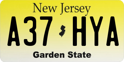 NJ license plate A37HYA