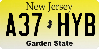 NJ license plate A37HYB