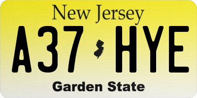 NJ license plate A37HYE