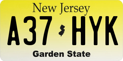 NJ license plate A37HYK