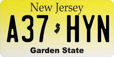 NJ license plate A37HYN