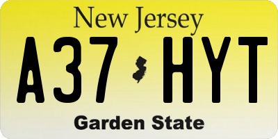 NJ license plate A37HYT