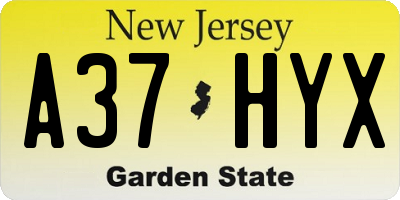 NJ license plate A37HYX
